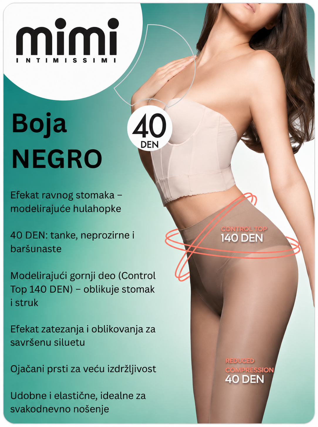 Ženske čarape EVERYWEAR REDUCTOR 40 DEN, veličina 2S