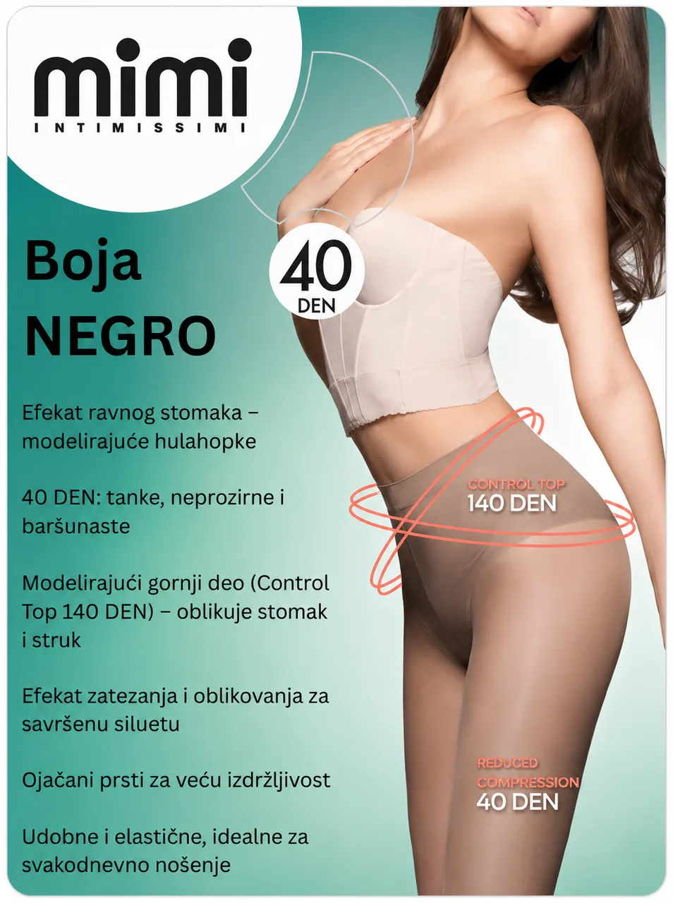 Ženske čarape EVERYWEAR REDUCTOR 40 DEN, veličina 2S