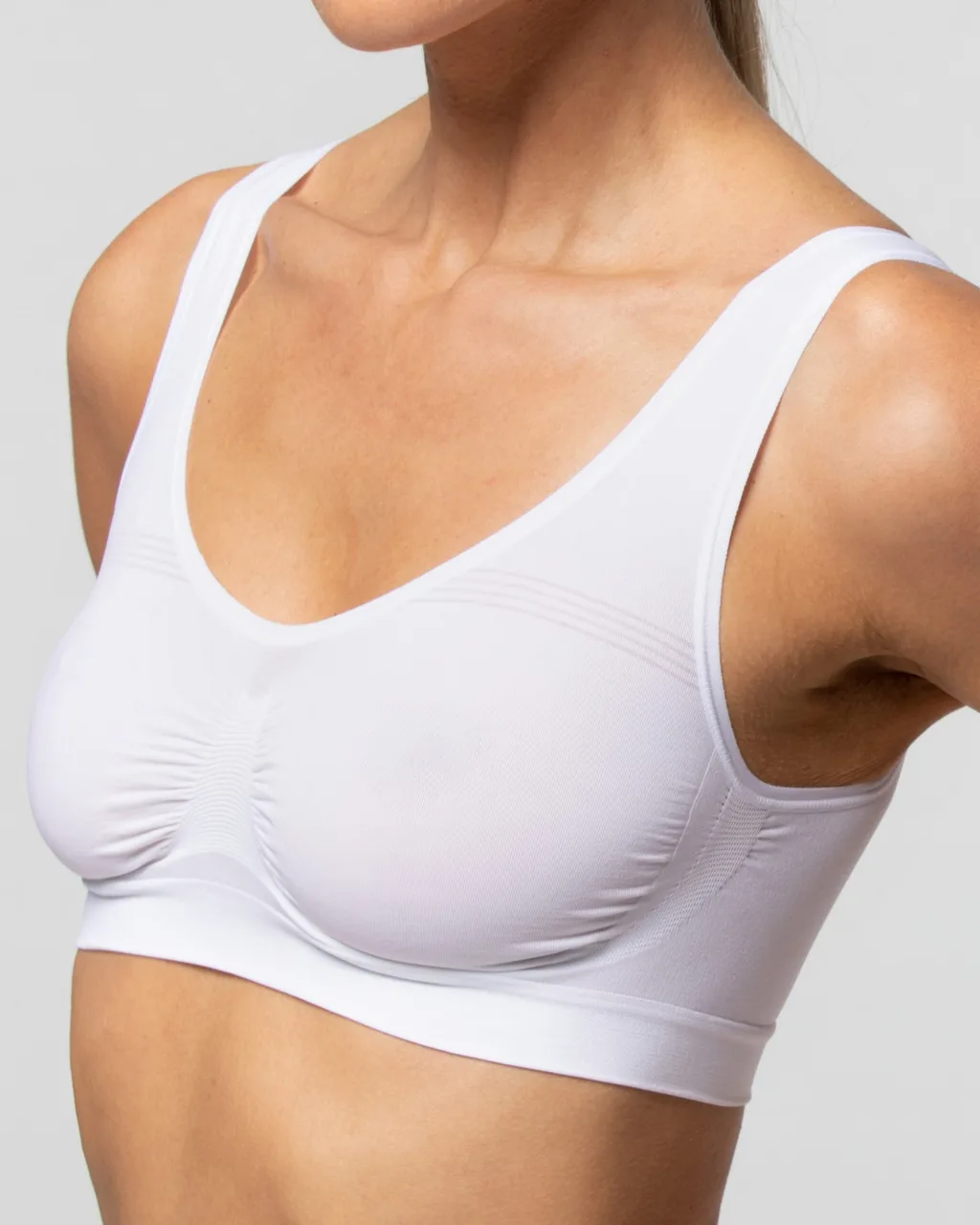Ženski grudnjak SEAMLESS, beli, L/XL, bešavni, šire bretele